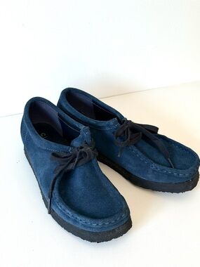 Clarks Originals Wallabee Blue Suede Shoes Women’s 6.5 EU 37 Crepe Sole Casual